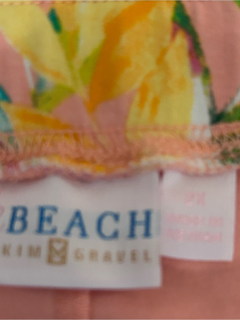 Belle by Kim Gravel coral Hawaii Floral Skort with Fringe Trim 2 pockets. 2X - Picture 5 of 8